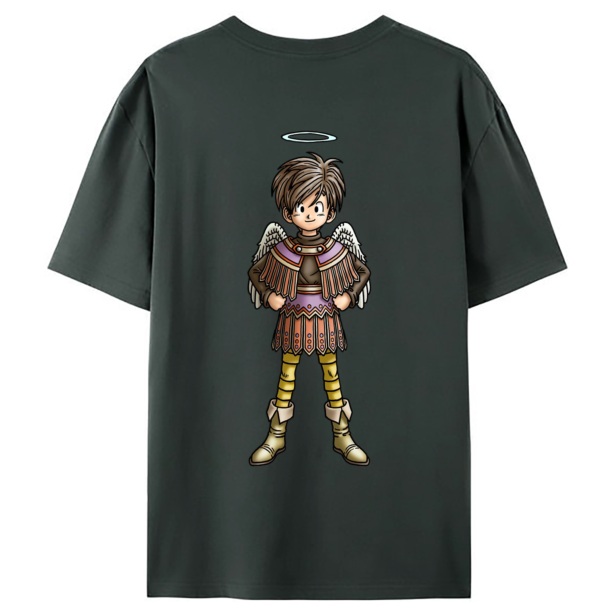 （画像用） ドラゴンクエスト Doragon Kuesuto Dragon Quest 綿100％ メンズ半袖Tシャツ（バックプリント） 通気性